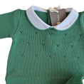 Carica l'immagine nel visualizzatore della galleria, Tutina Manica Lunga Cotone Traforato con Scarpina Culla Verde
