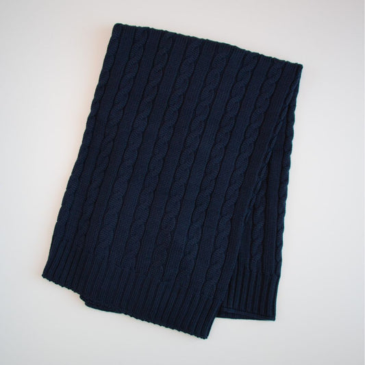 Coperta in lana a trecce - Blu Navy