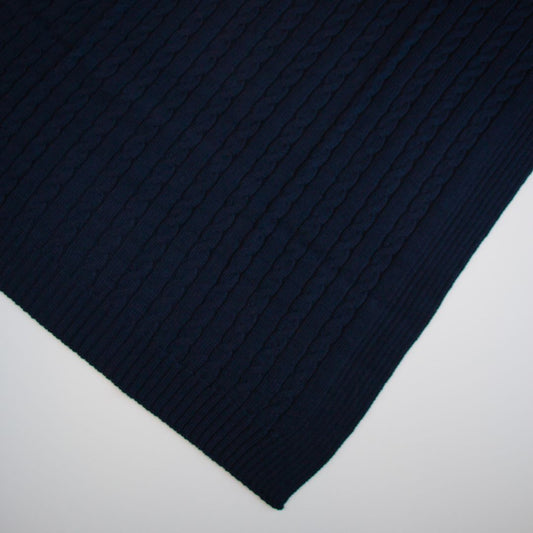 Coperta in lana a trecce - Blu Navy