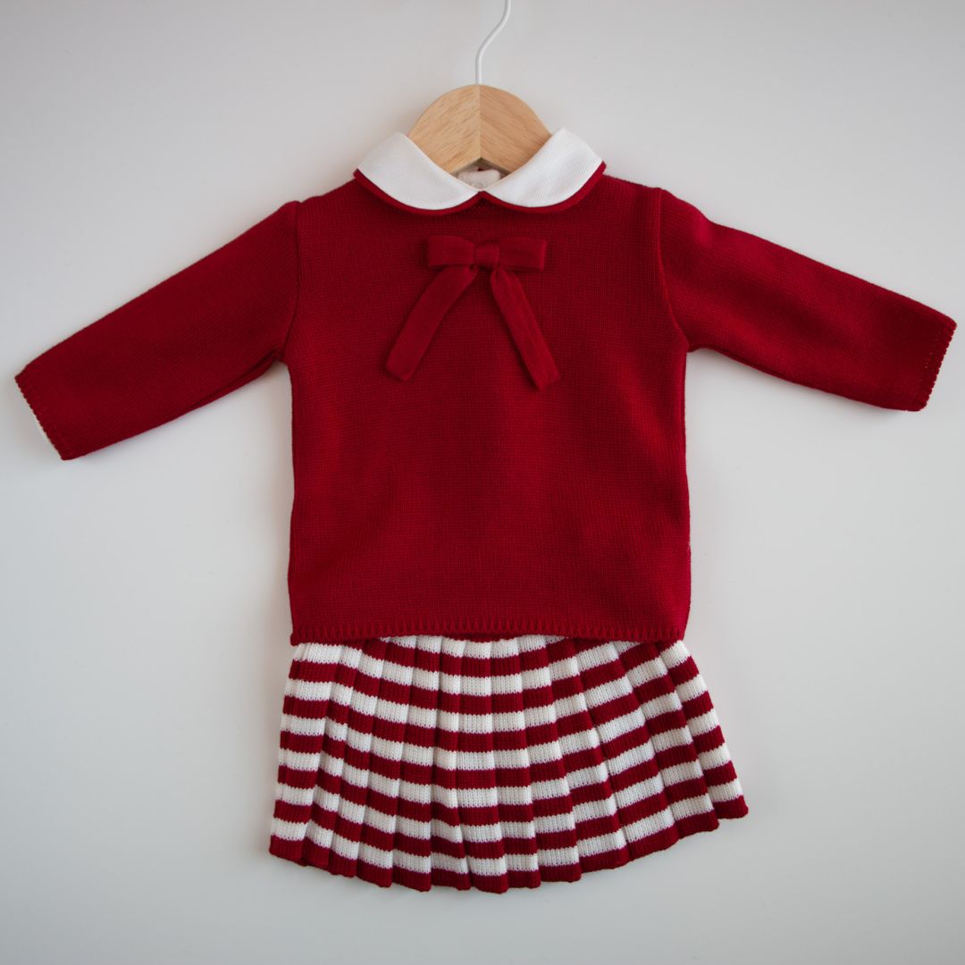 Gonna - Completo lavorato a maglia in tre pezzi con gonna e top lavorati a maglia e tutina con colletto