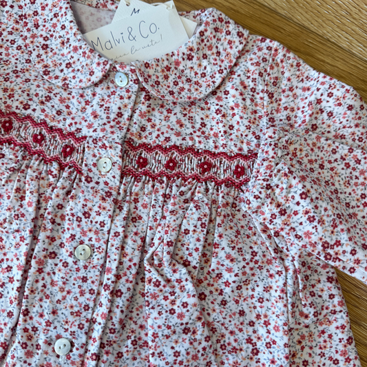 Camicia fiorellini punto smock - Floreale Rossa
