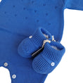 Carica l'immagine nel visualizzatore della galleria, Tutina Manica Lunga Cotone Traforato con Scarpina Culla Blu
