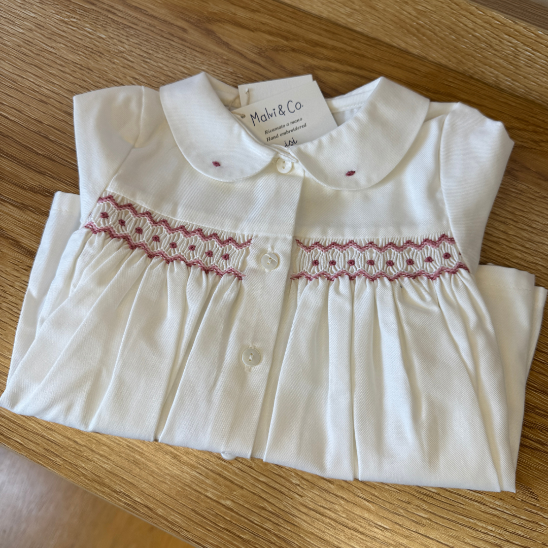 Flannel Hand Smocked Button-up Shirt