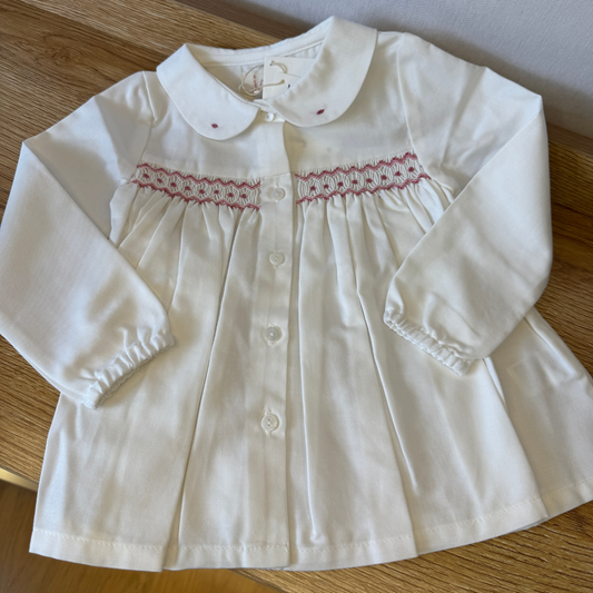 Flannel Hand Smocked Button-up Shirt