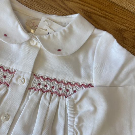 Flannel Hand Smocked Button-up Shirt