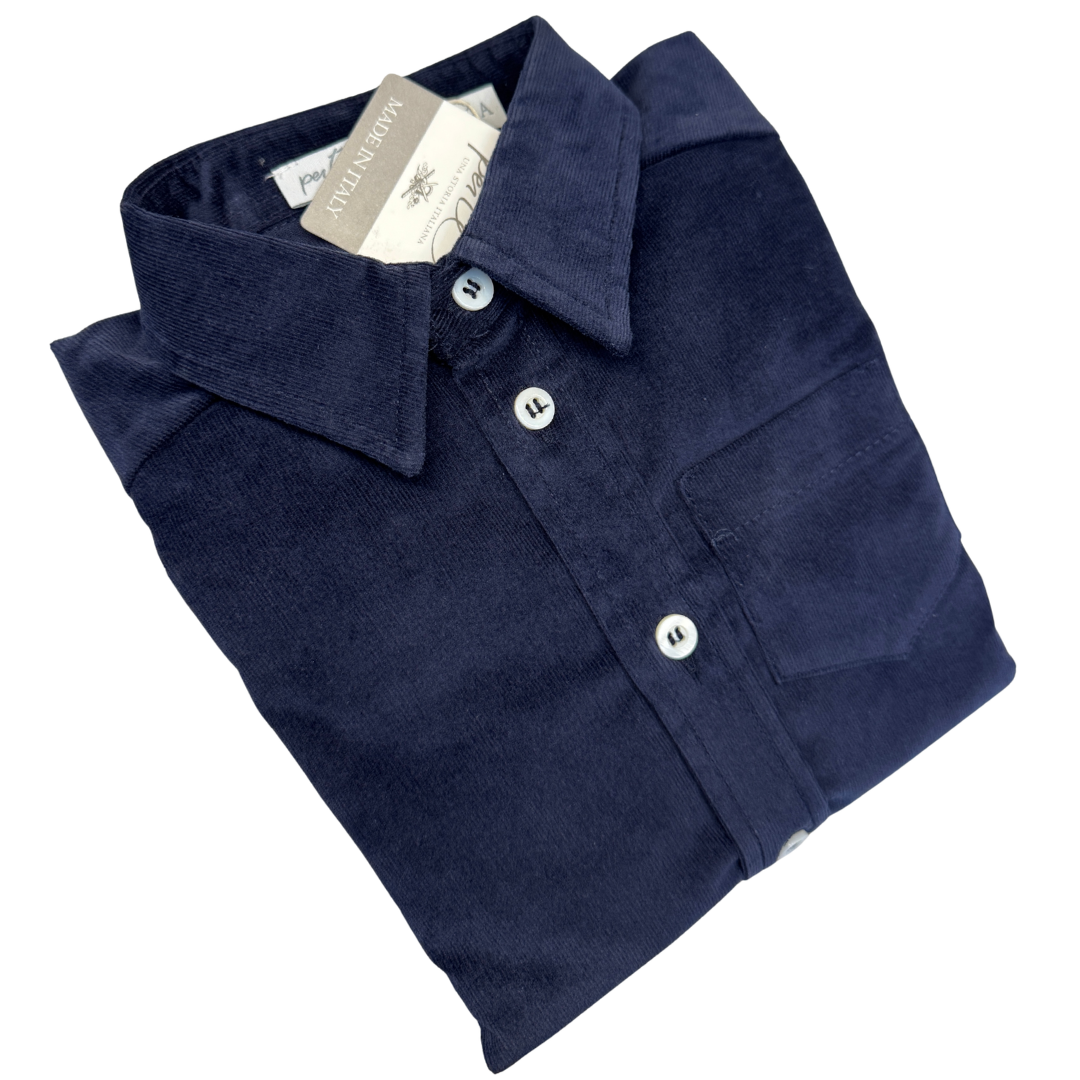 Camicia in velluto millerighe blu