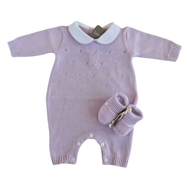 Tutina Manica Lunga Cotone Traforato con Scarpina Culla Glicine