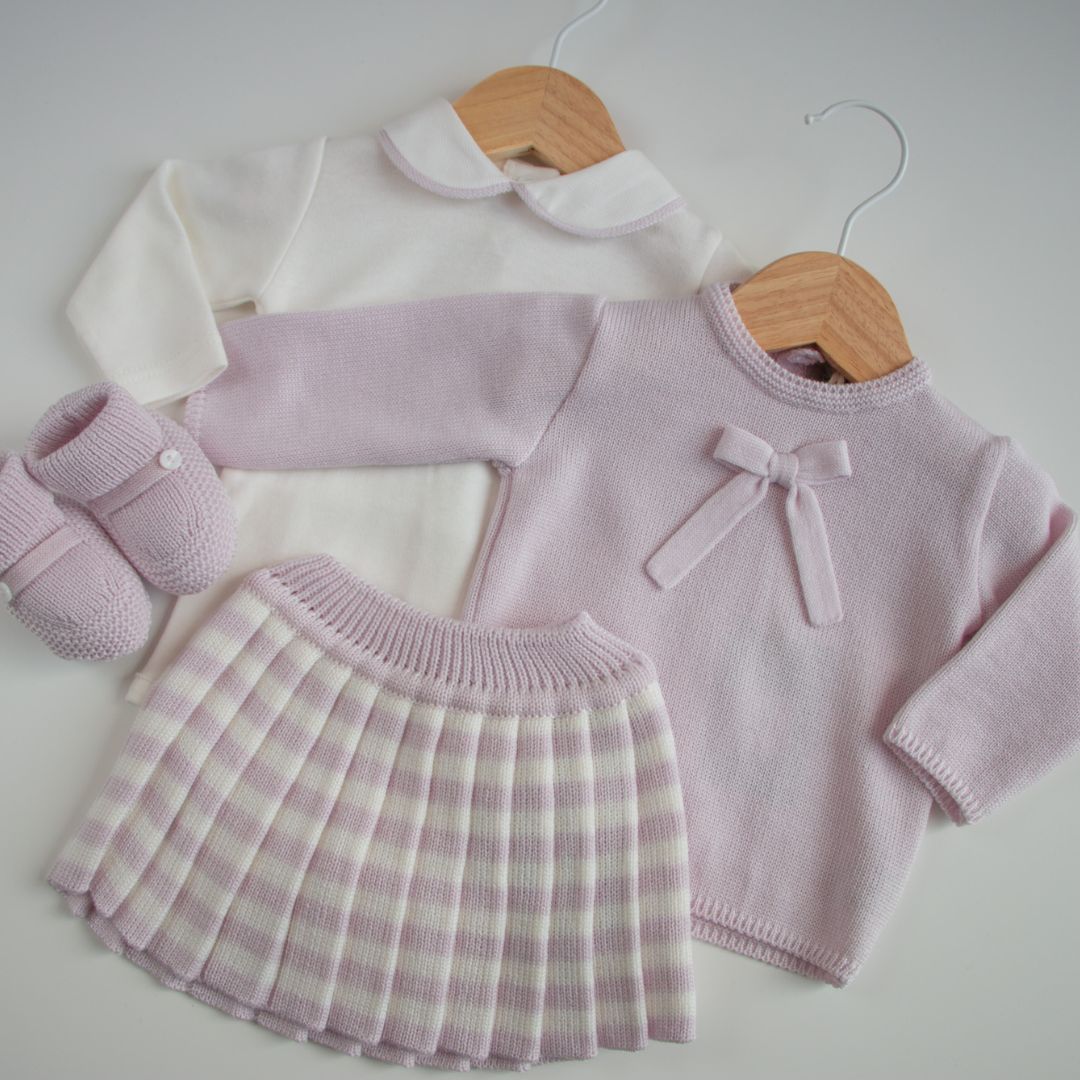 Gonna - Completo lavorato a maglia in tre pezzi con gonna e top lavorati a maglia e tutina con colletto