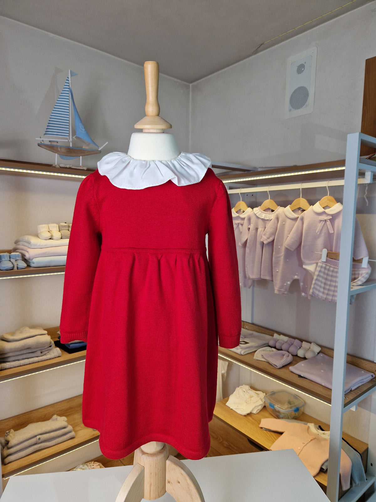 Abito rosso in 100% lana extrafine