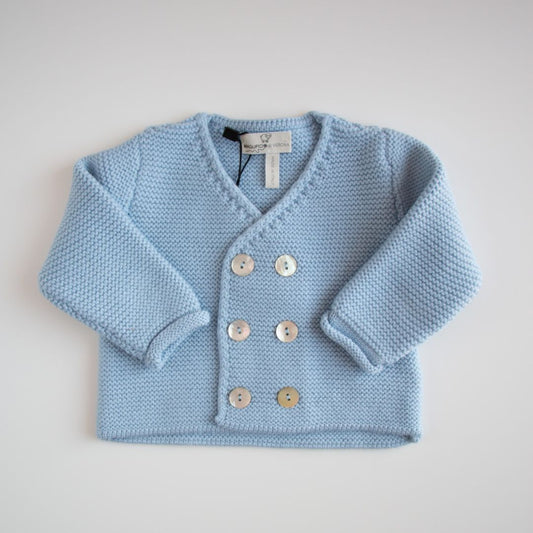 Cardigan doppio petto lana chunky - Azzurro