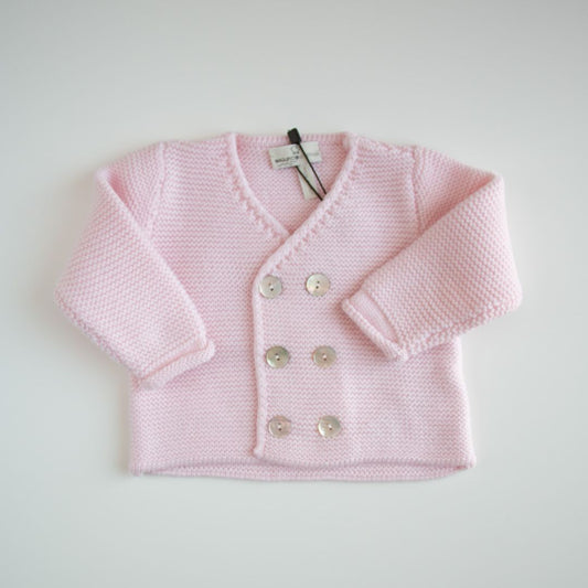Cardigan doppio petto lana chunky - Rosa