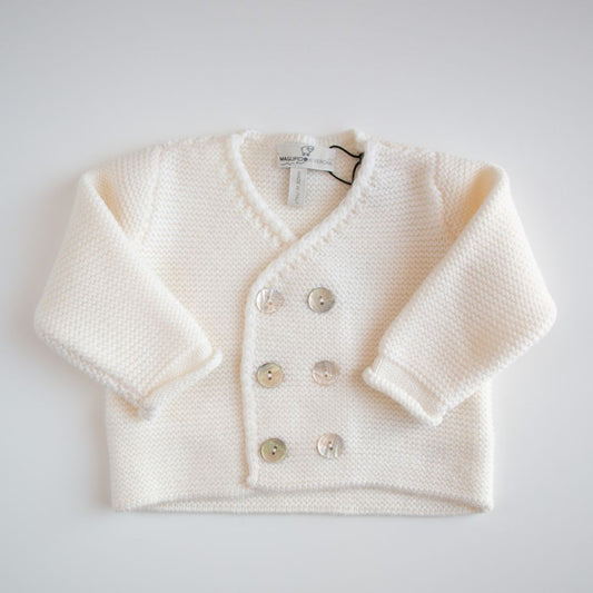 Cardigan doppio petto lana chunky - Latte