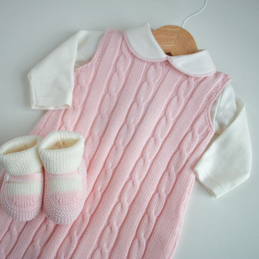 Salopette in lana - Set tre pezzi - Rosa Cipria