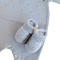 Carica l'immagine nel visualizzatore della galleria, Tutina Manica Lunga Cotone Traforato con Scarpina Culla Azzurro
