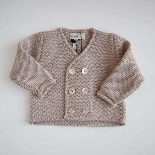 Cardigan doppio petto lana chunky - Tortora