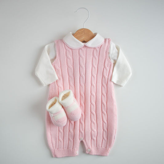 Salopette in lana - Set tre pezzi - Rosa Cipria