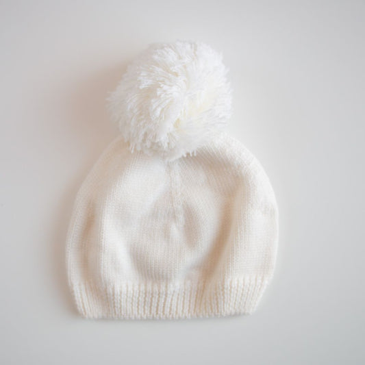 Cappello in lana con pompon - Latte