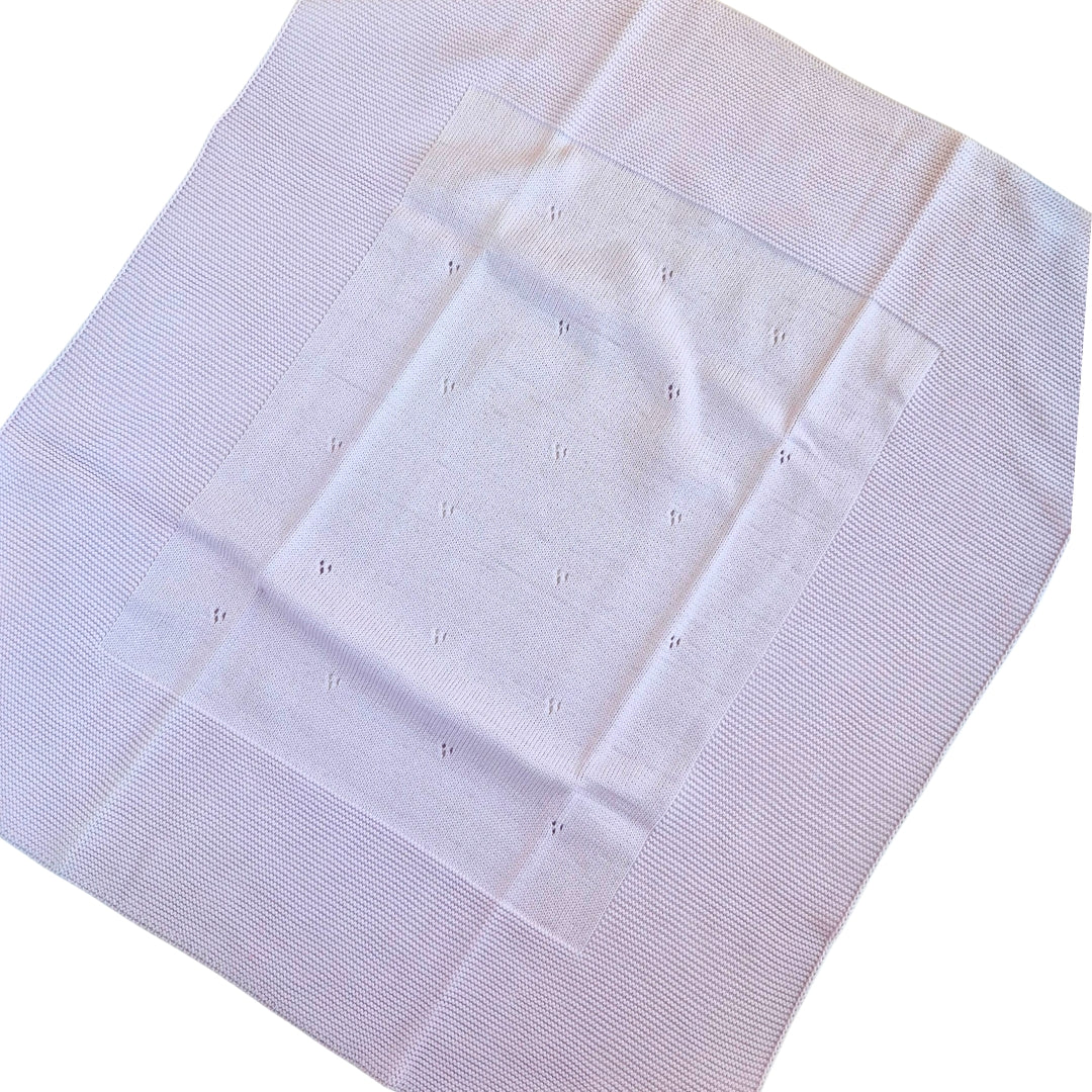 Coperta Nascita Puro Cotone Traforato Blu