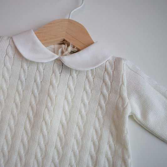 Tutina in lana a trecce - Latte