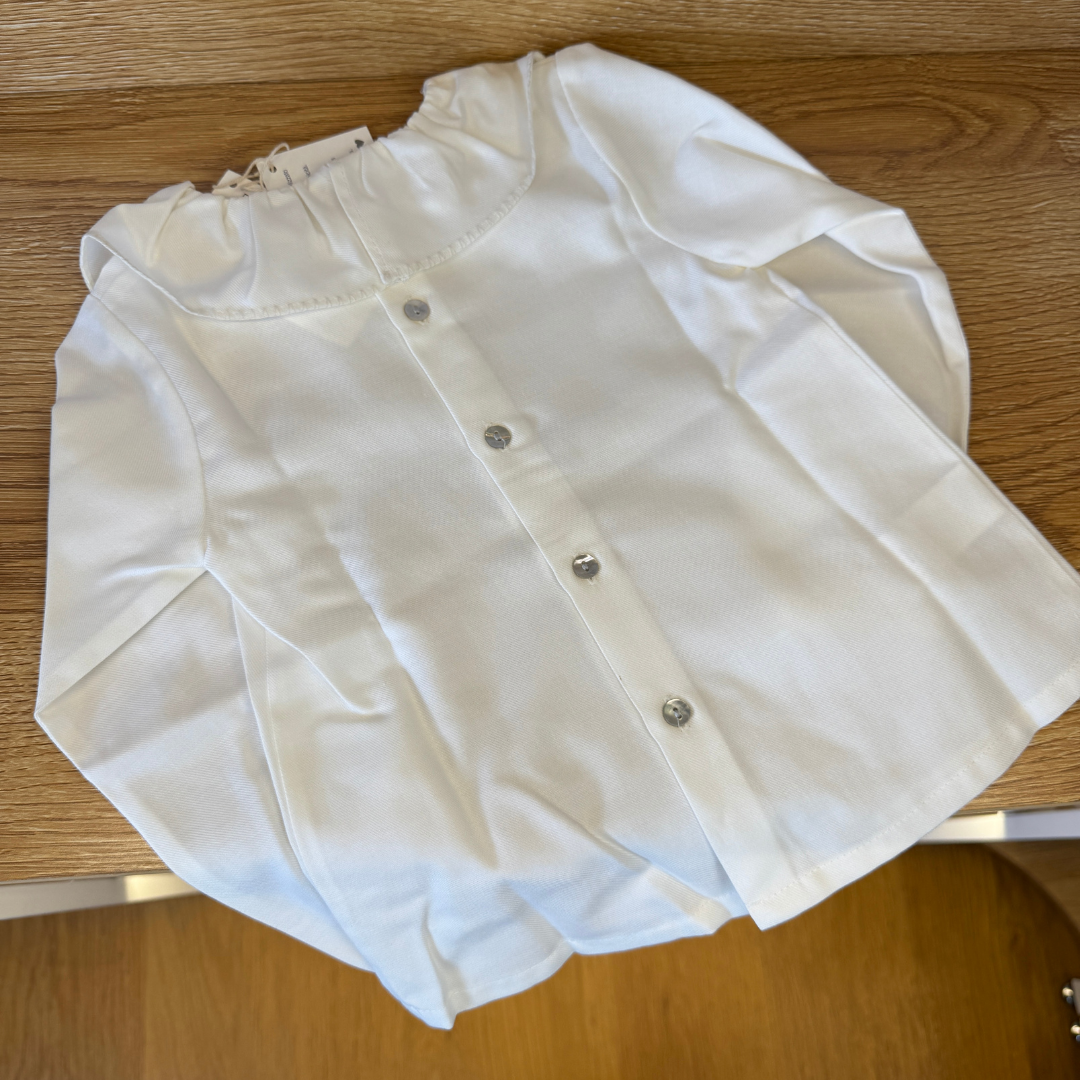 Camicia in flanella di cotone con colletto a volant