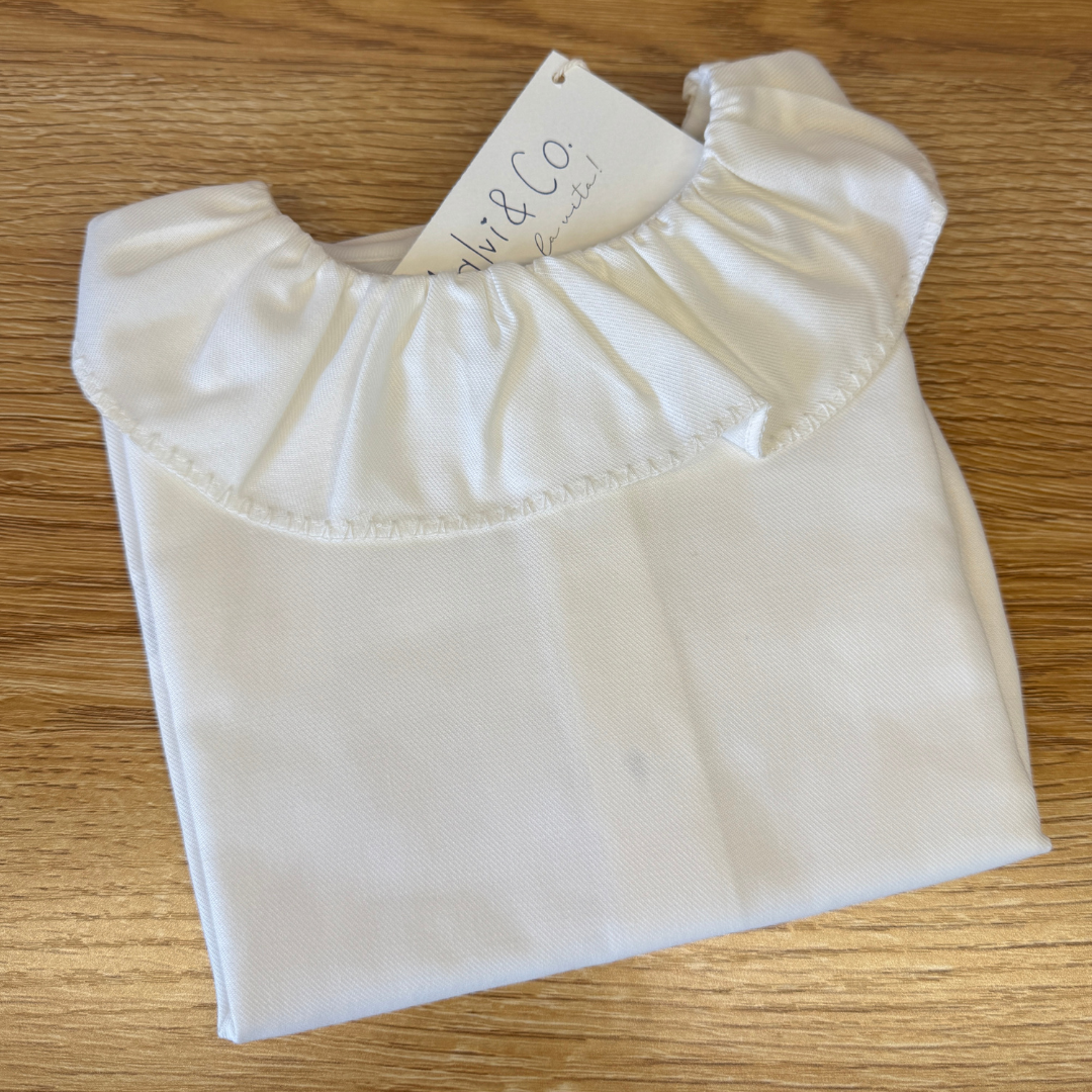 Camicia in flanella di cotone con colletto a volant