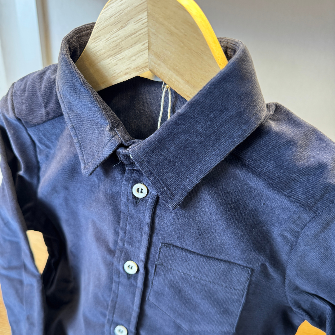 Camicia blu navy in velluto a coste pregiato