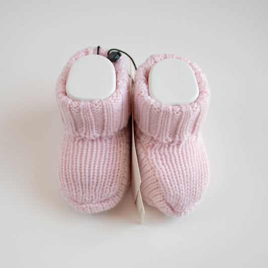Scarpine culla in lana chunky - Rosa