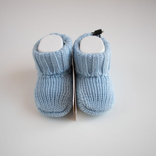 Scarpine culla in lana chunky - Azzurro