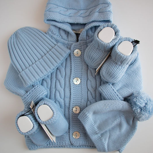 Cappottino in lana chunky - Azzurro