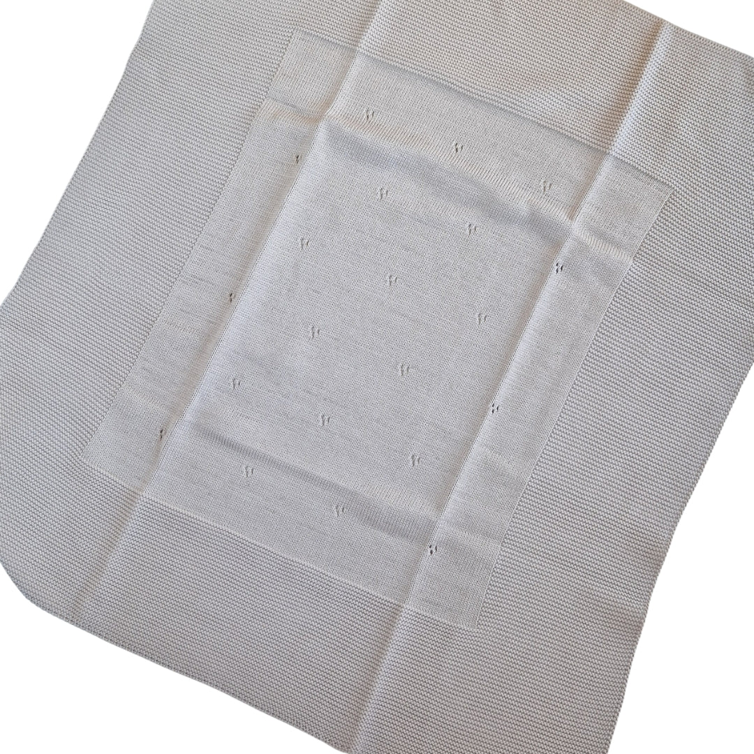 Coperta Nascita Puro Cotone Traforato Blu