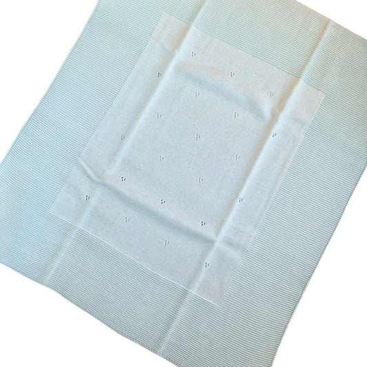 Coperta Nascita Puro Cotone Traforato Salvia
