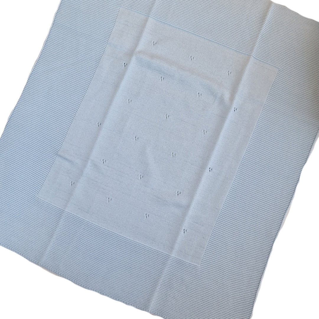 Coperta Nascita Puro Cotone Traforato Blu