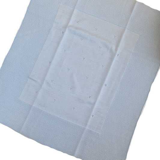 Coperta Nascita Puro Cotone Traforato Azzurro