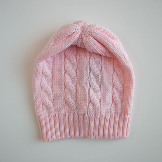 Cappellino - Lana a trecce - Cipria
