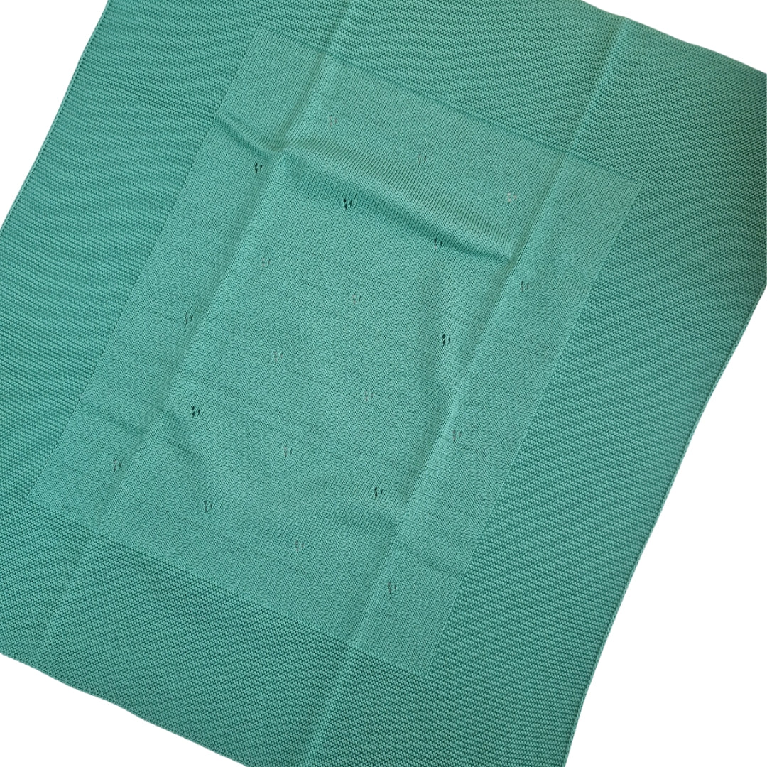 Coperta Nascita Puro Cotone Traforato Blu