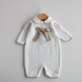 Bow - Tutina in filo di cotone con fiocco Bianco - Tortora