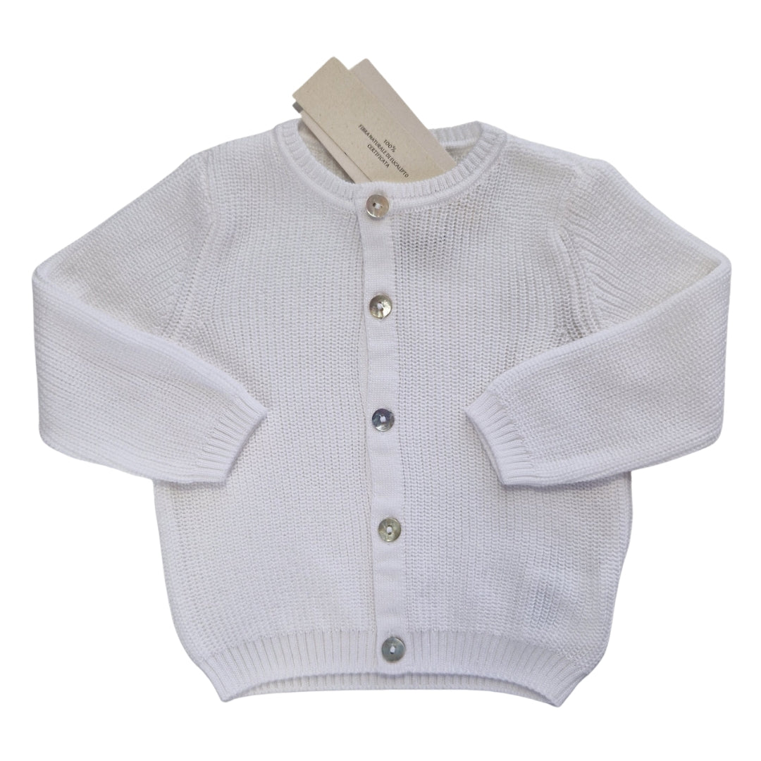 Cardigan Puro Eucalipto Bianco