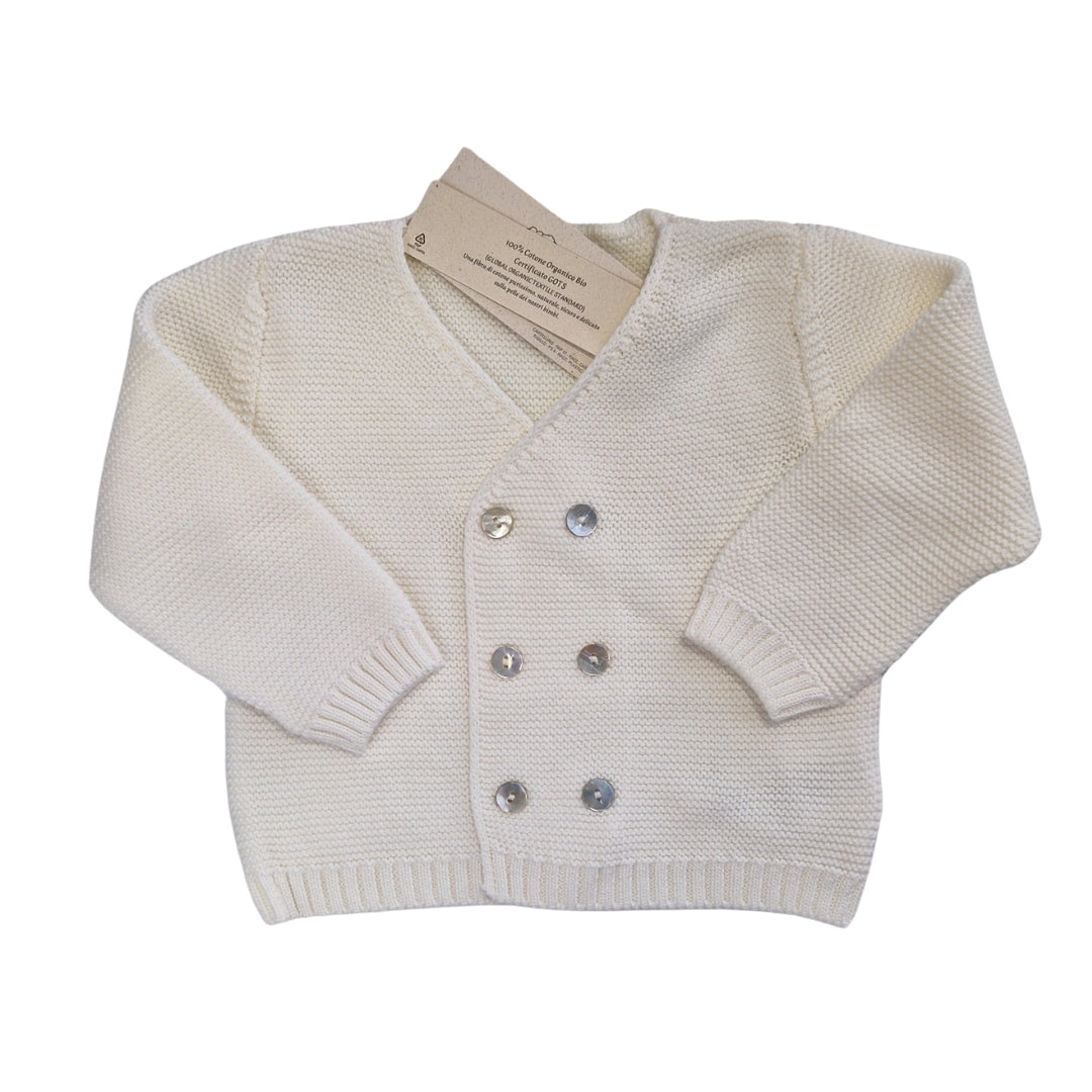 Cardigan Cotone Doppio Petto - Bianco