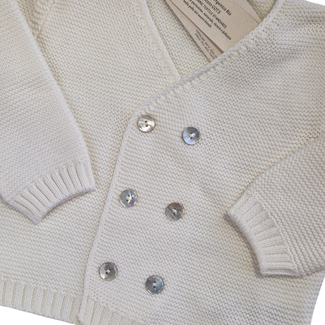 Cardigan Cotone Doppio Petto - Bianco