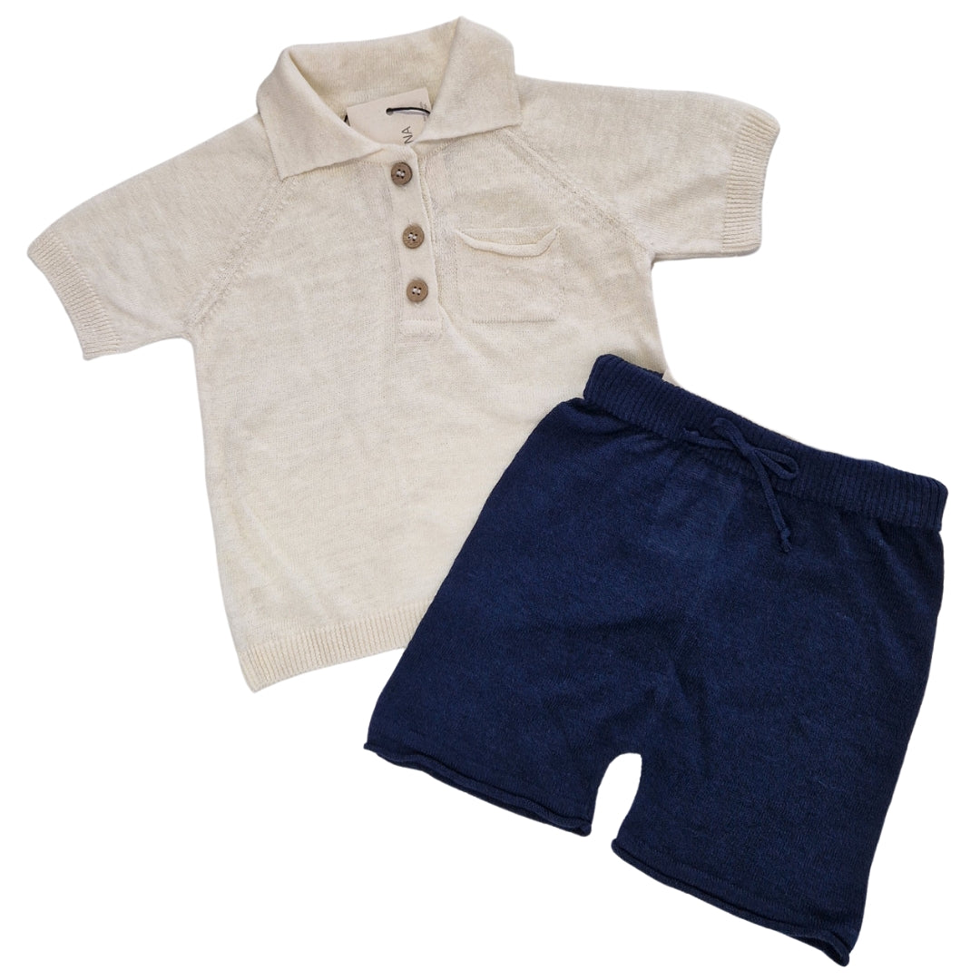 Completo Manica Corta Polo Puro Lino