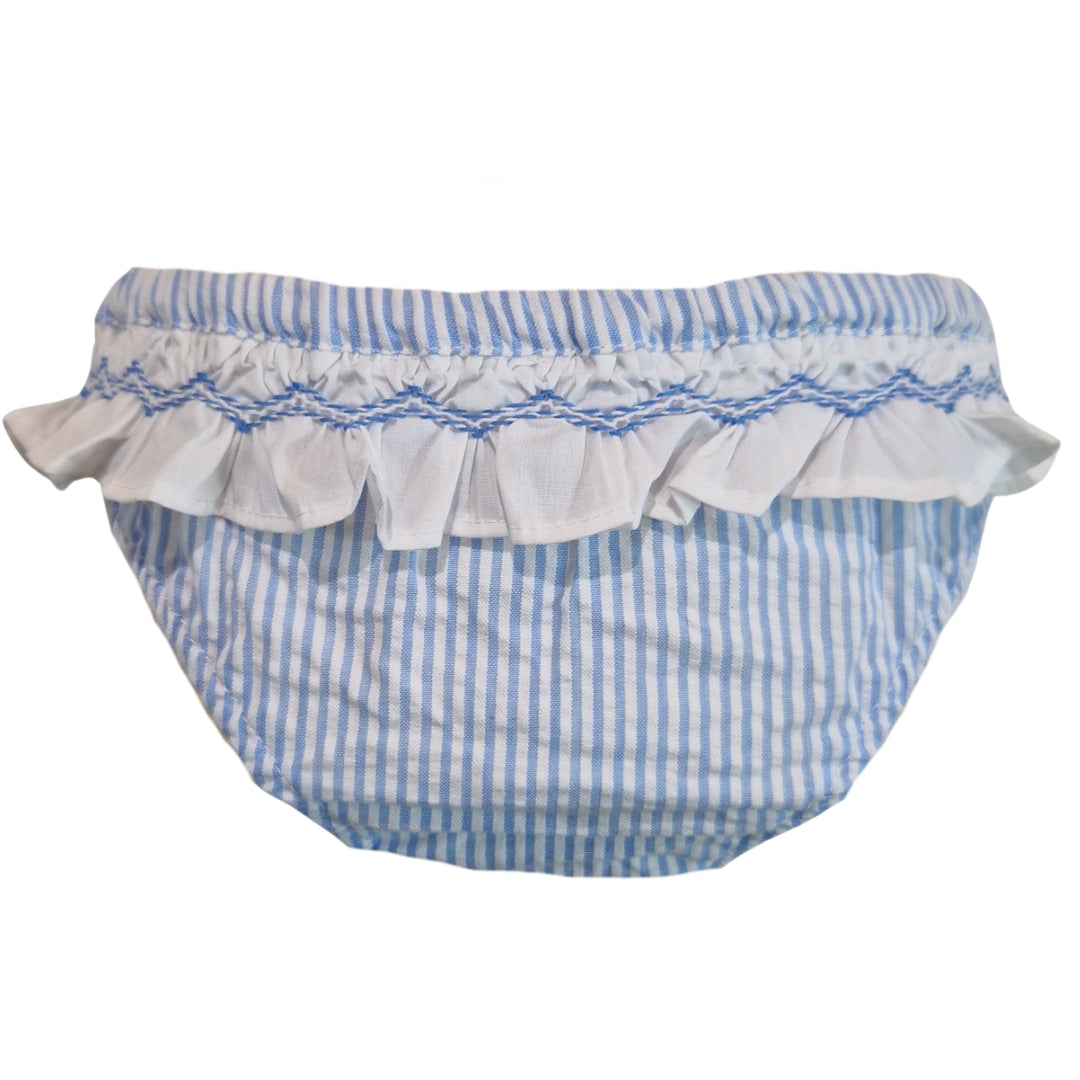 Costumino Bambina in Cotone 100% - Righe Azzurre