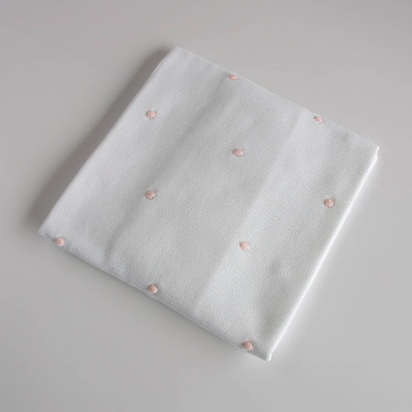 Dottie - Coperta in filo con pois Bianco - Cipria