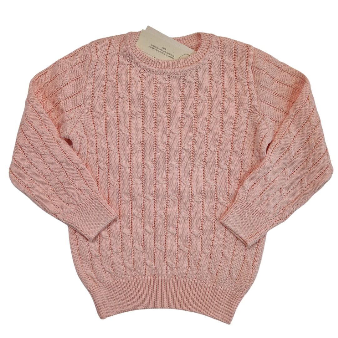 Maglia Girocollo a Trecce Rosa cipria