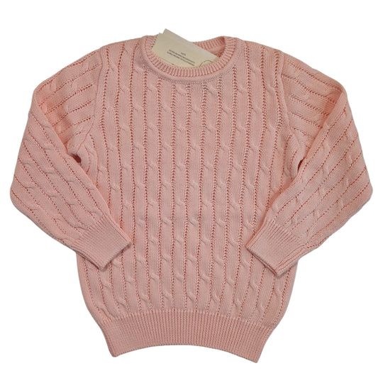 Maglia Girocollo a Trecce Rosa cipria