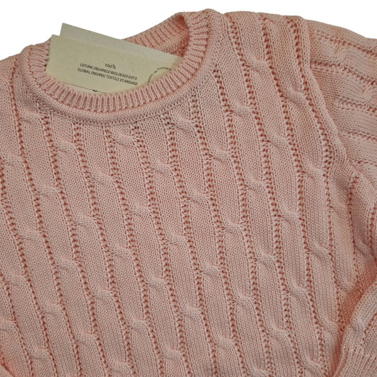 Maglia Girocollo a Trecce Rosa cipria