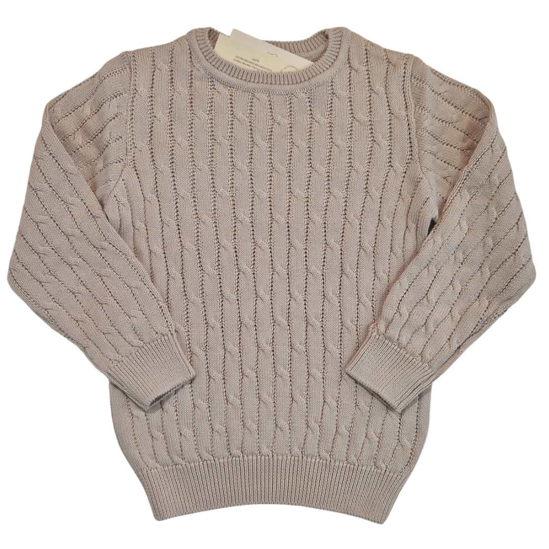 Maglia Girocollo a Trecce Tortora