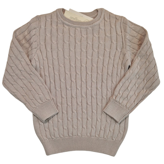 Maglia Girocollo a Trecce Tortora