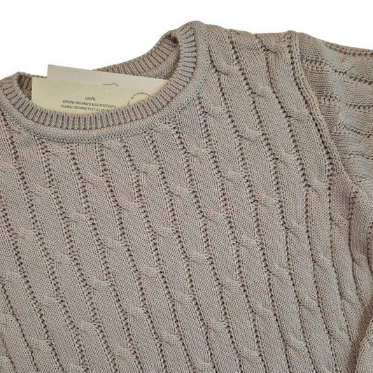 Maglia Girocollo a Trecce Tortora