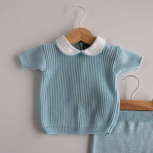 Completino due pezzi a costine - azzurro