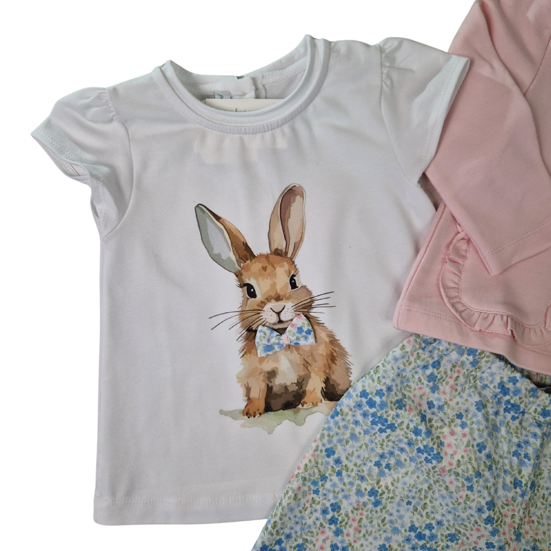 Bunny Charm T-Shirt, Pantaloncini & Cardigan